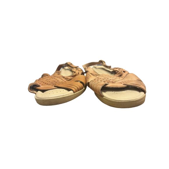 Softspots Tela Leather Huarache Sandals 10 WW Tan Woven Slingback Comfort wide - Picture 5 of 10